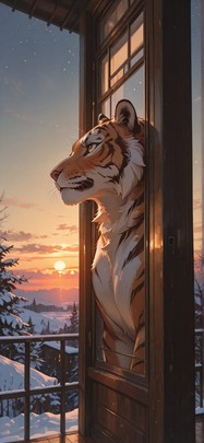 Fresco Brown Sunset Sky Winter Animal mobile wallpaper / スマホ壁紙