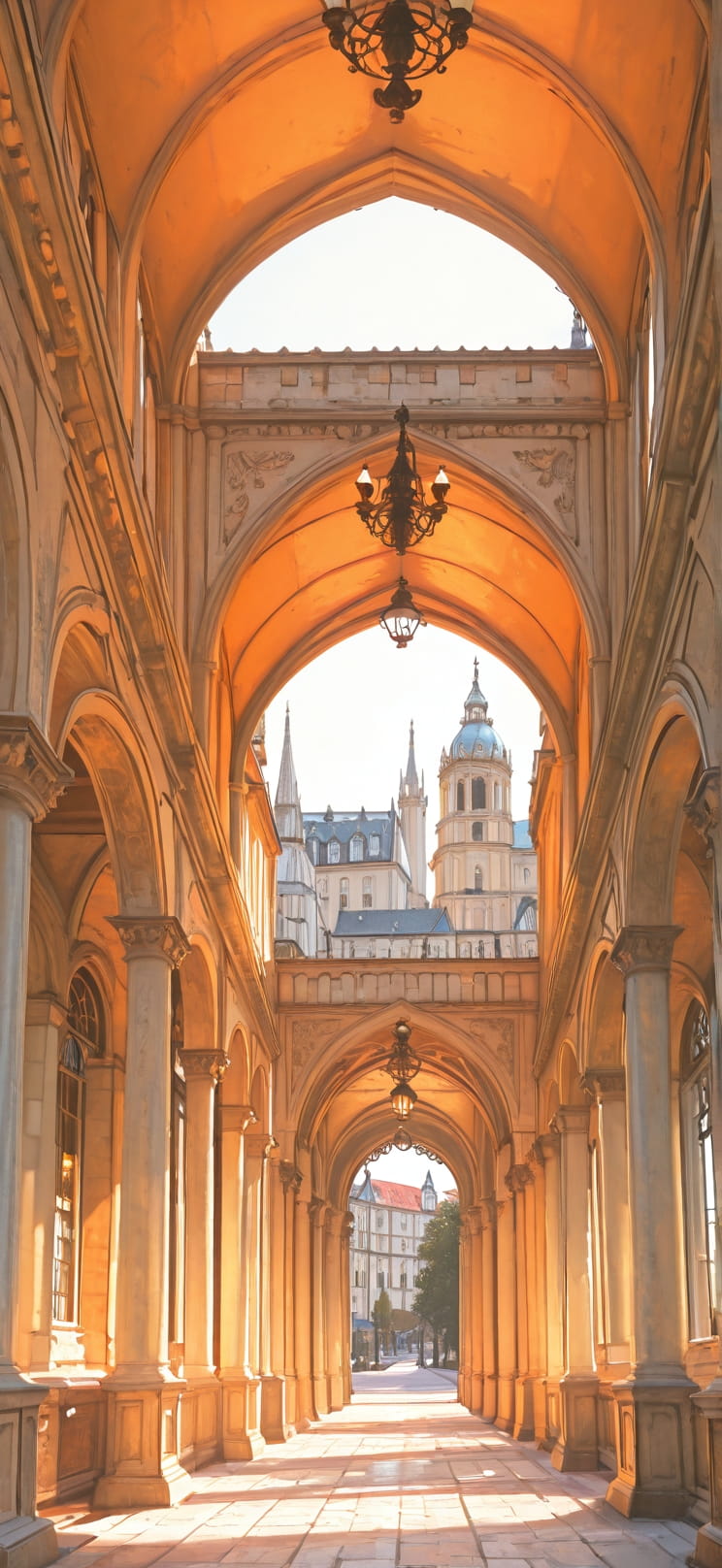 Fresco Orange Afternoon City Summer mobile wallpaper / スマホ壁紙