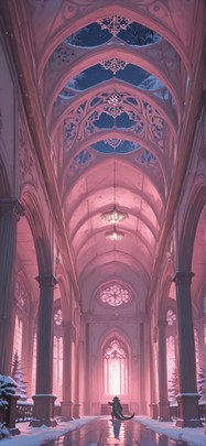 Fresco Pink Night Nature Winter Animal mobile wallpaper / スマホ壁紙