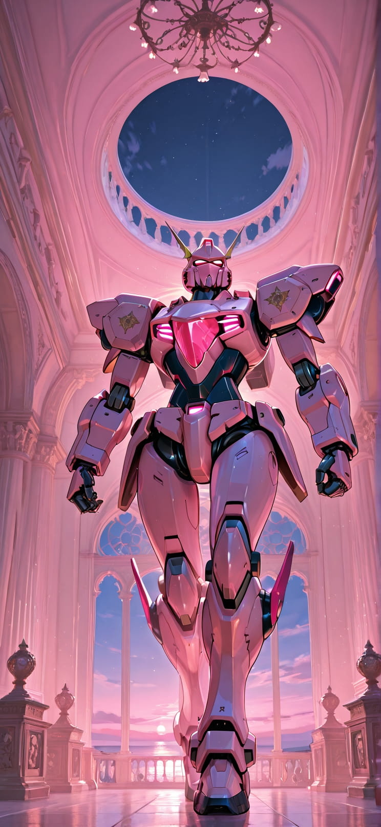 Fresco Pink Night Sky Summer Machine mobile wallpaper / スマホ壁紙