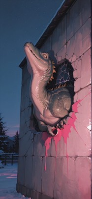 Fresco Pink Night Sky Winter Animal mobile wallpaper / スマホ壁紙