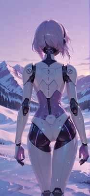 Fresco Purple Afternoon Mountain Winter Machine mobile wallpaper / スマホ壁紙