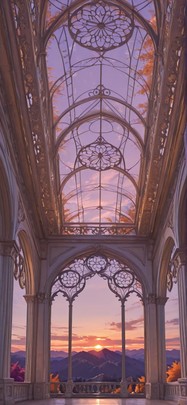 Fresco Purple Sunset Mountain Autumn mobile wallpaper / スマホ壁紙