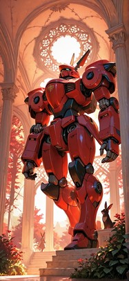 Fresco Red Afternoon Nature Summer Animal Machine mobile wallpaper / スマホ壁紙