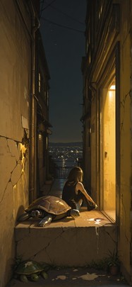 Fresco Yellow Night City Summer Animal Machine mobile wallpaper / スマホ壁紙