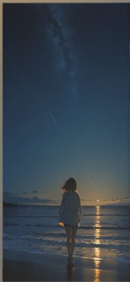 Fresco Yellow Night Sea Spring Animal mobile wallpaper / スマホ壁紙