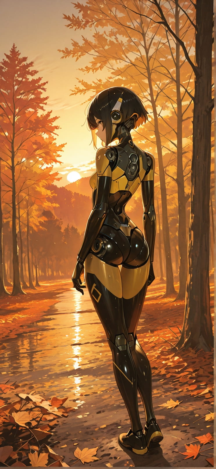 Fresco Yellow Sunset Nature Autumn Machine mobile wallpaper / スマホ壁紙