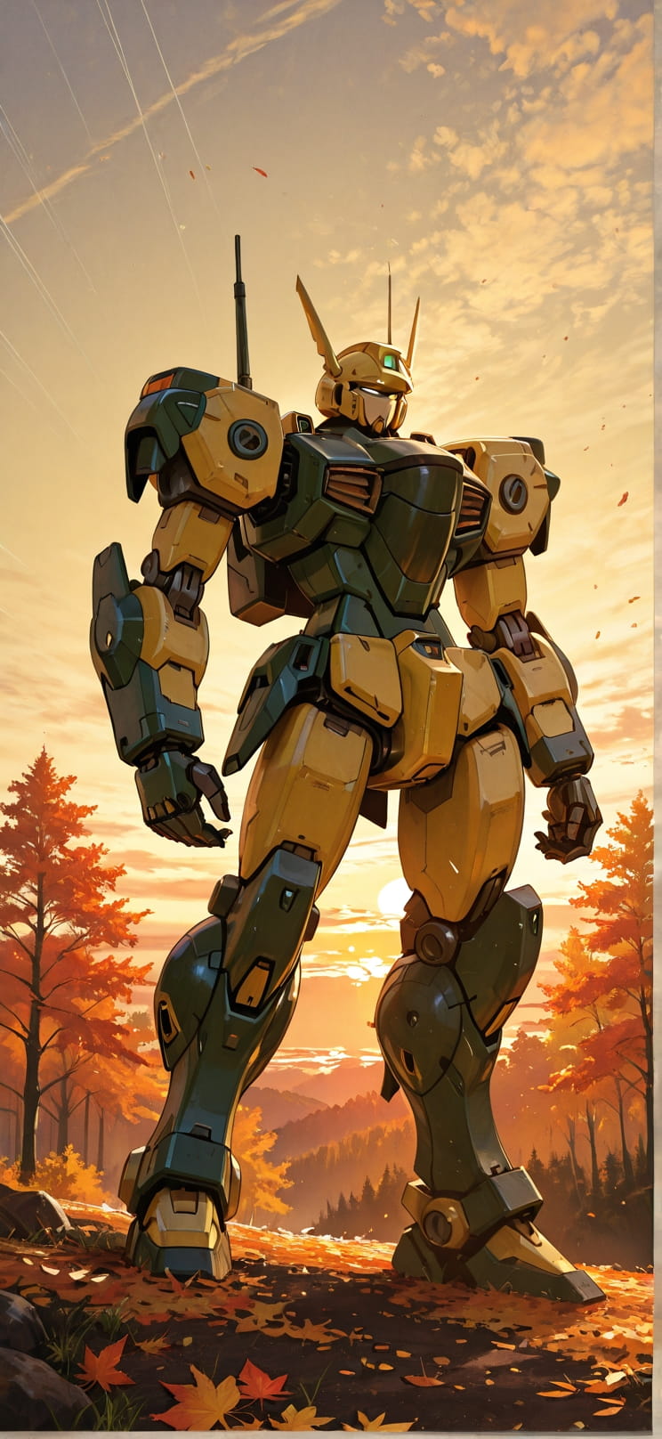 Fresco Yellow Sunset Nature Autumn Machine mobile wallpaper / スマホ壁紙