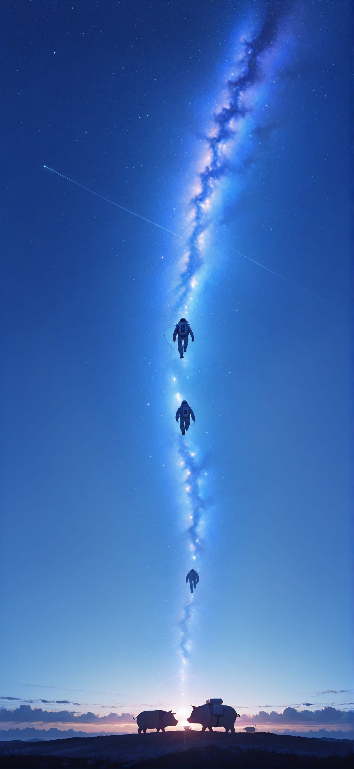 Galaxy Blue Afternoon Sky Summer Animal Machine mobile wallpaper / スマホ壁紙