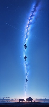 Galaxy Blue Afternoon Sky Summer Animal Machine mobile wallpaper / スマホ壁紙