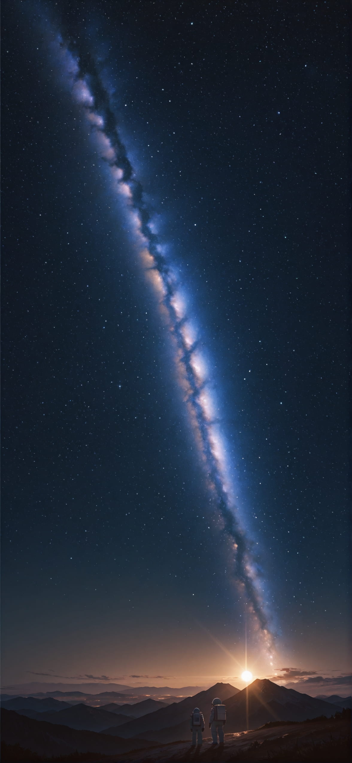 Galaxy Brown Night Mountain Summer mobile wallpaper / スマホ壁紙