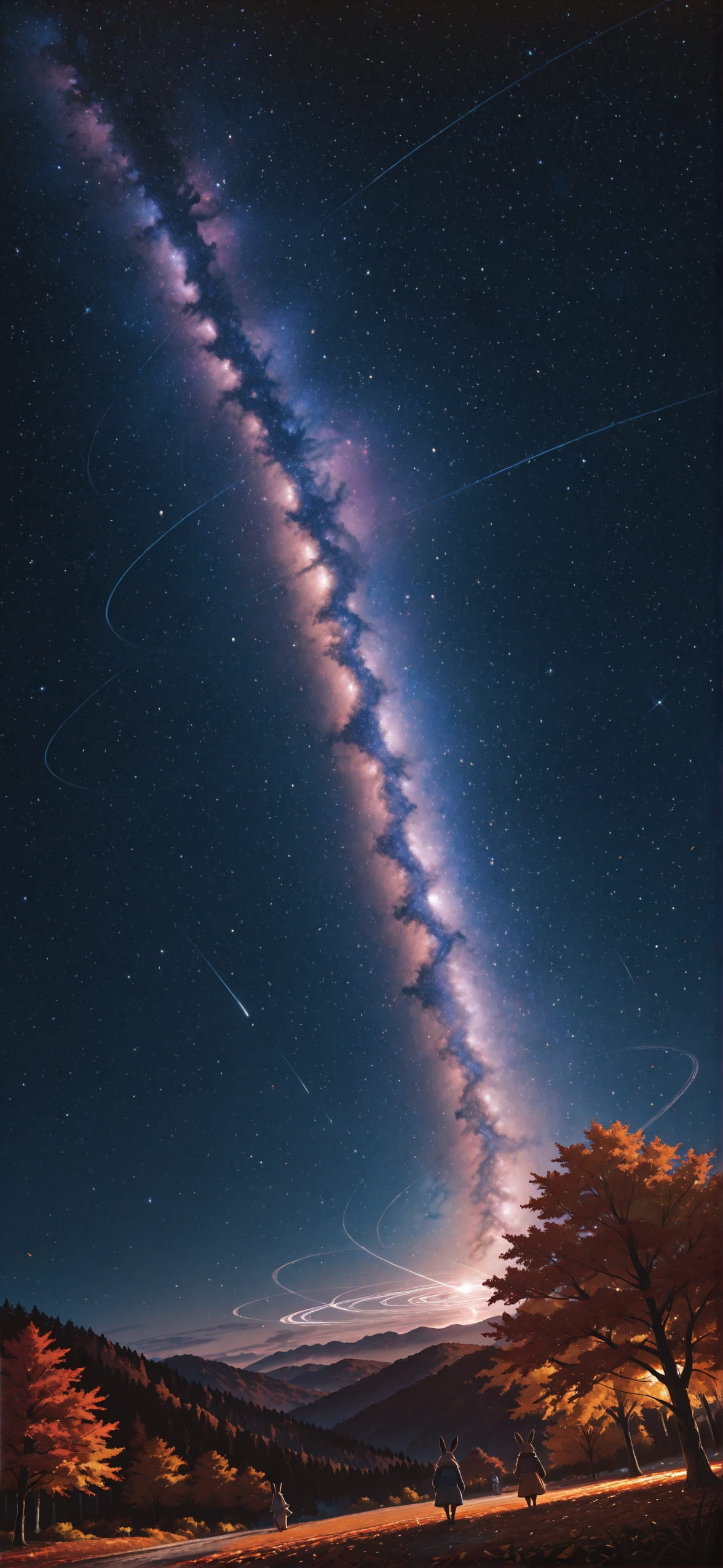 Galaxy Brown Night Nature Autumn Animal mobile wallpaper / スマホ壁紙