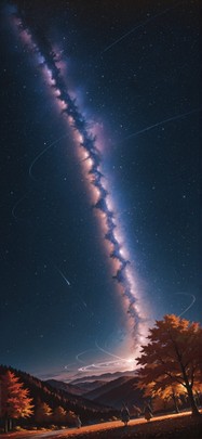 Galaxy Brown Night Nature Autumn Animal mobile wallpaper / スマホ壁紙