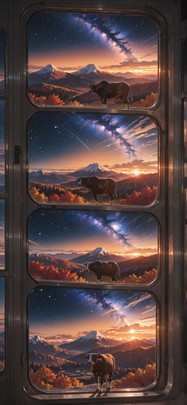 Galaxy Brown Sunset Mountain Autumn Animal Machine mobile wallpaper / スマホ壁紙