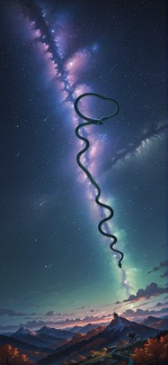 Galaxy Green Night Mountain Autumn Animal Machine mobile wallpaper / スマホ壁紙