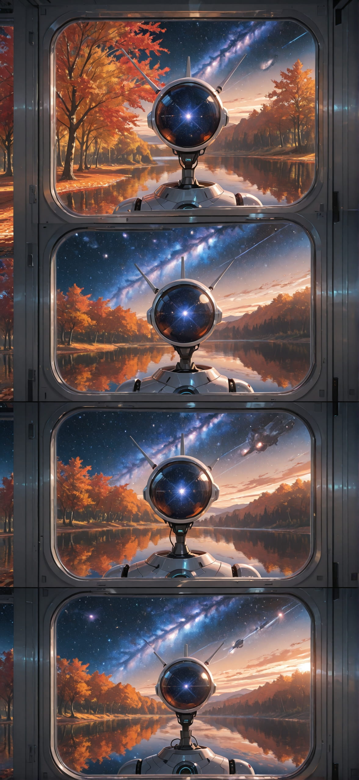 Galaxy Orange Afternoon Sea Autumn Machine mobile wallpaper / スマホ壁紙