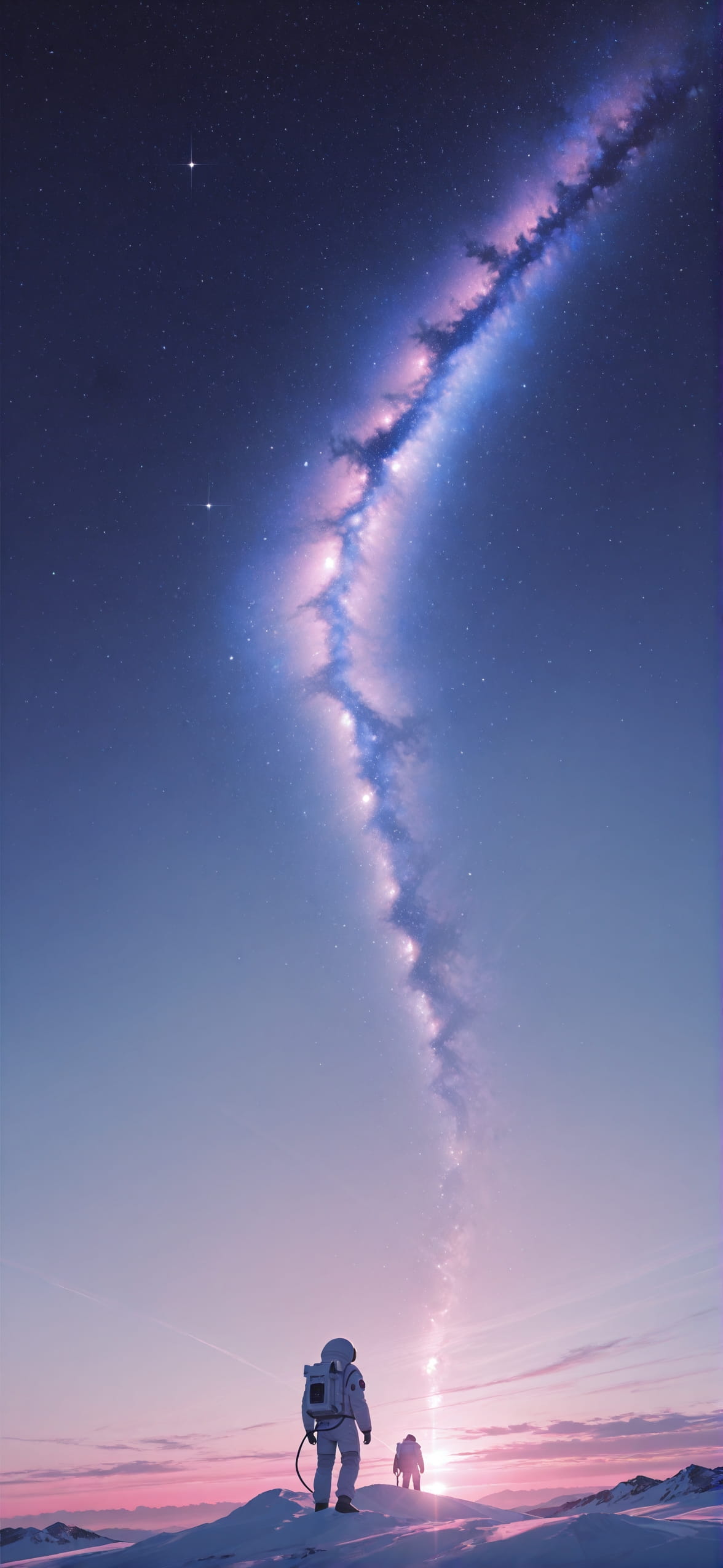Galaxy Pink Afternoon Sky Winter Machine mobile wallpaper / スマホ壁紙