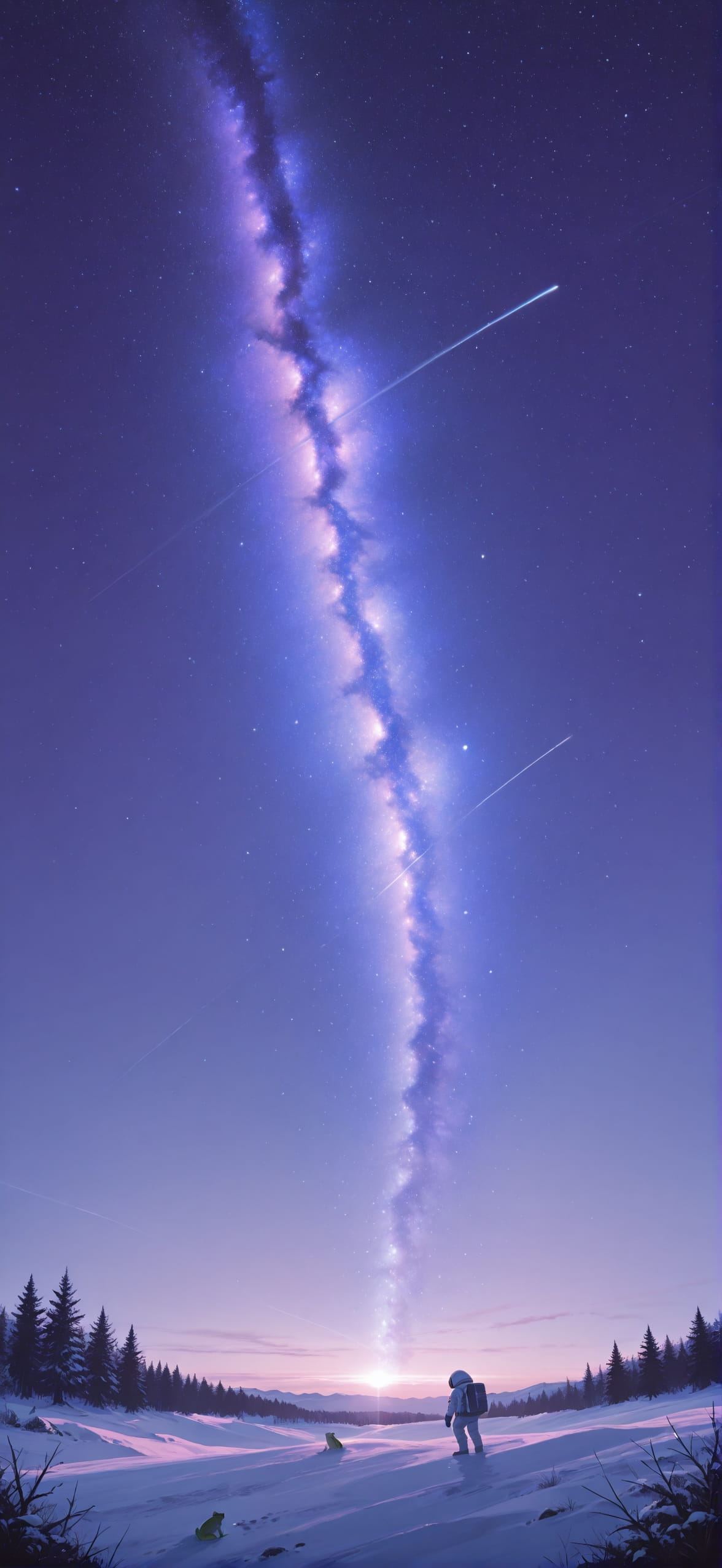 Galaxy Purple Afternoon Nature Winter Animal mobile wallpaper / スマホ壁紙