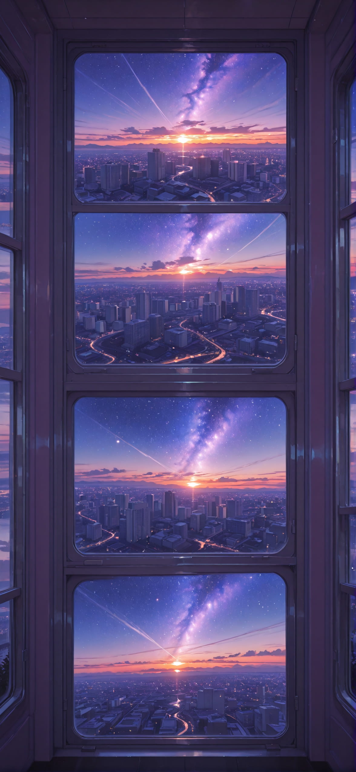 Galaxy Purple Sunset City Spring Animal mobile wallpaper / スマホ壁紙