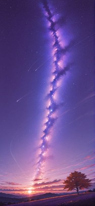 Galaxy Purple Sunset Sky Autumn mobile wallpaper / スマホ壁紙