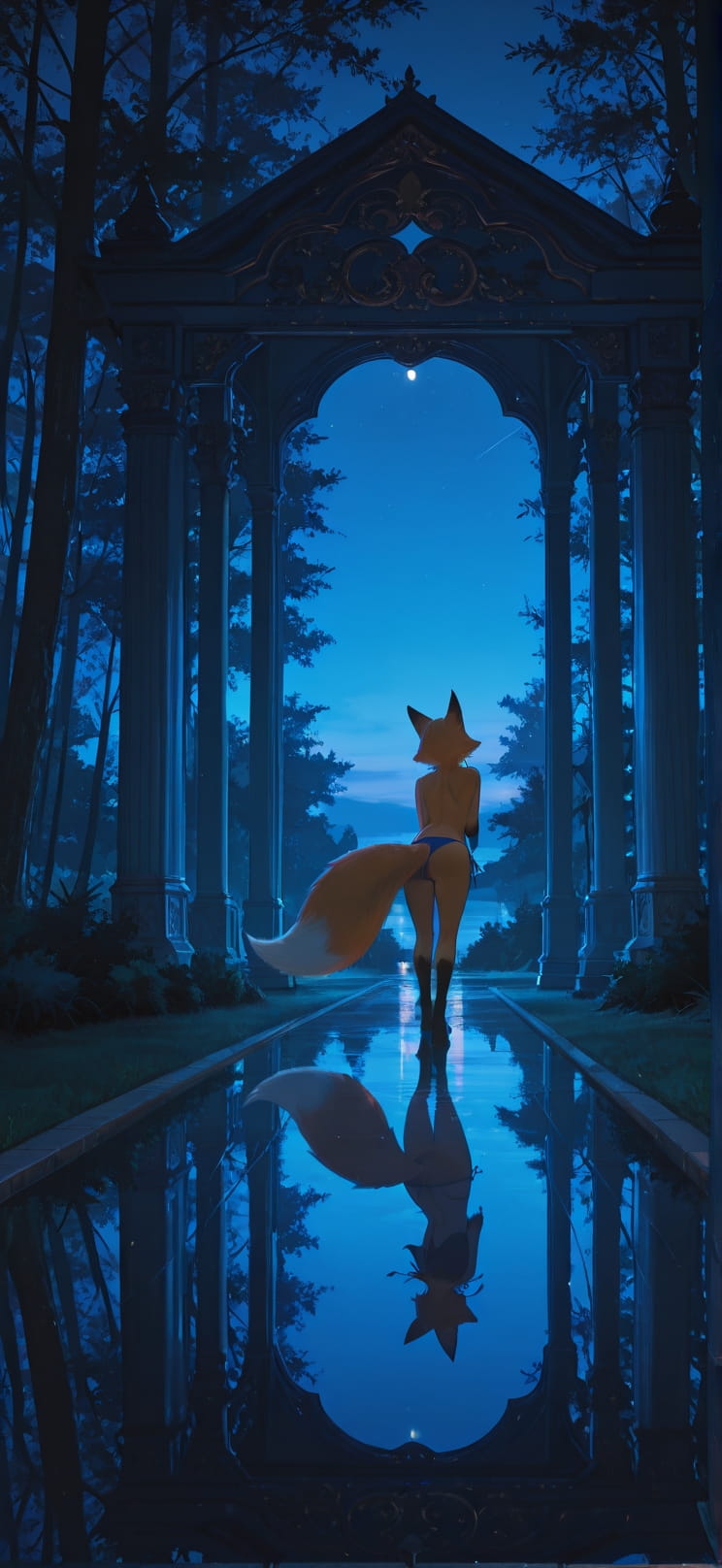 Gilded Blue Night Nature Summer Animal mobile wallpaper / スマホ壁紙