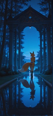 Gilded Blue Night Nature Summer Animal mobile wallpaper / スマホ壁紙