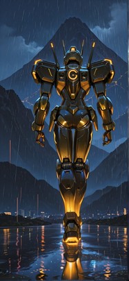 Gilded Brown Night Mountain Spring Machine mobile wallpaper / スマホ壁紙