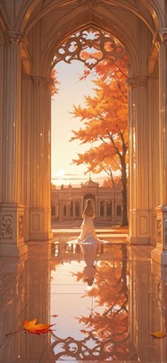 Gilded Orange Afternoon Sky Autumn mobile wallpaper / スマホ壁紙