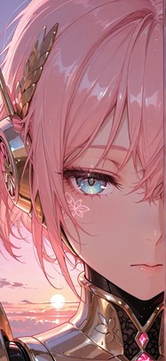 Gilded Pink Sunset Sky Spring Machine mobile wallpaper / スマホ壁紙