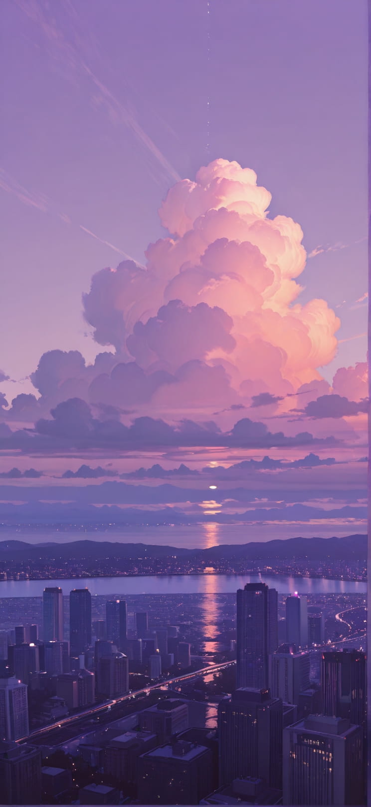 Gilded Purple Afternoon City Spring Animal mobile wallpaper / スマホ壁紙