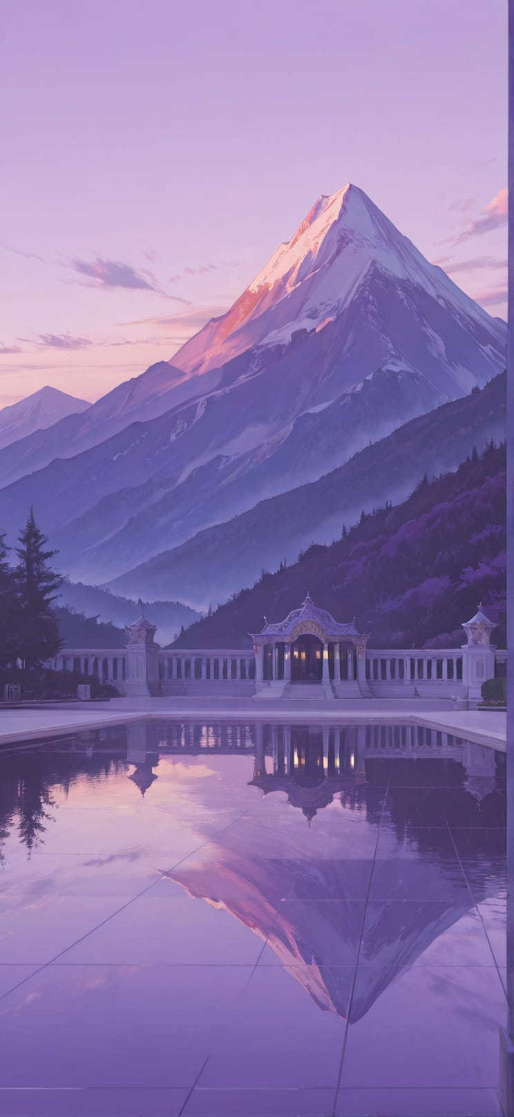 Gilded Purple Afternoon Mountain Summer mobile wallpaper / スマホ壁紙
