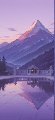 Gilded Purple Afternoon Mountain Summer mobile wallpaper / スマホ壁紙