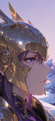 Gilded Purple Afternoon Mountain Winter mobile wallpaper / スマホ壁紙