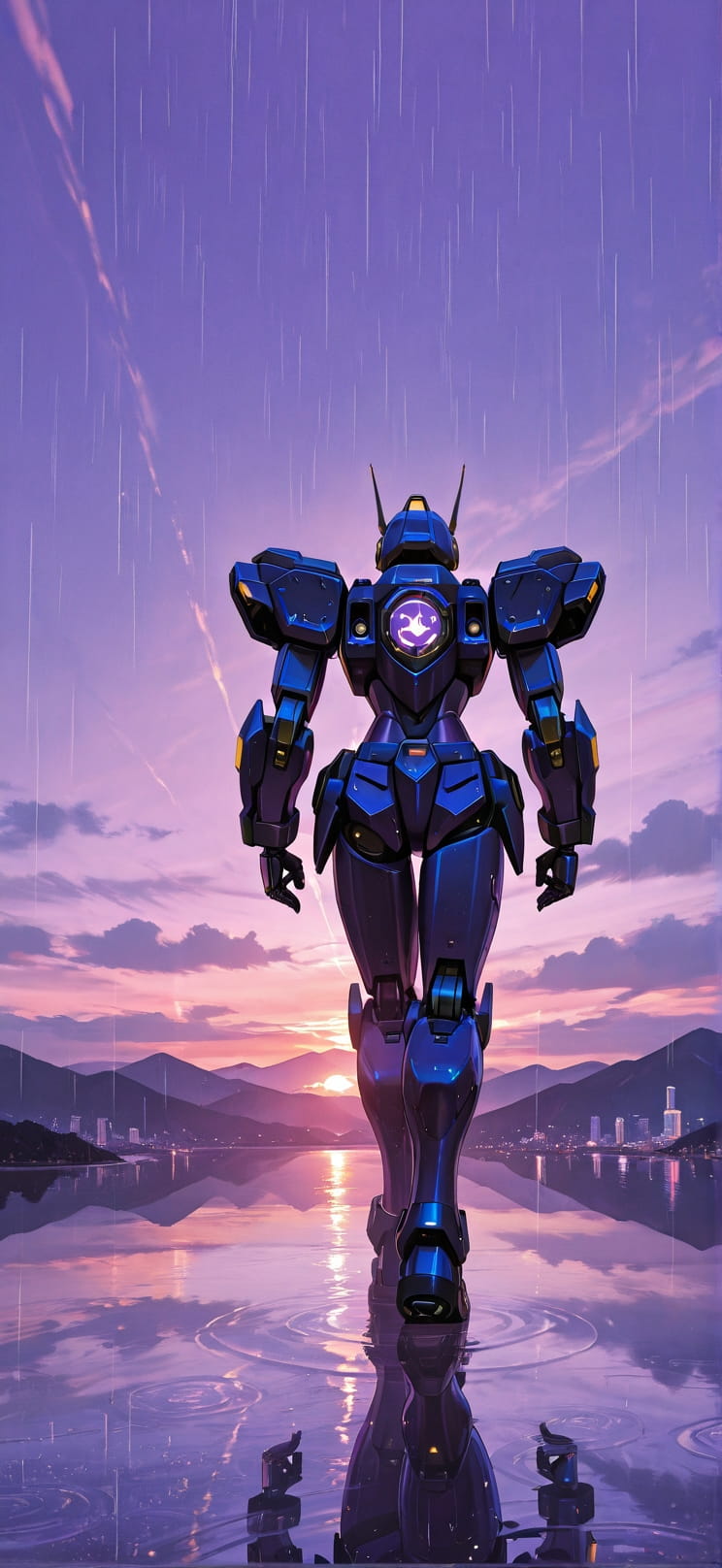 Gilded Purple Sunset Mountain Summer Machine mobile wallpaper / スマホ壁紙