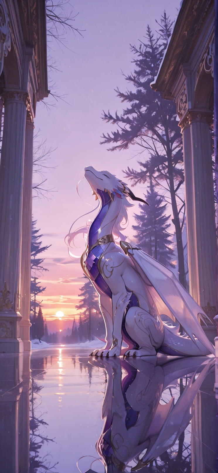 Gilded Purple Sunset Nature Winter Animal mobile wallpaper / スマホ壁紙