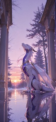 Gilded Purple Sunset Nature Winter Animal mobile wallpaper / スマホ壁紙