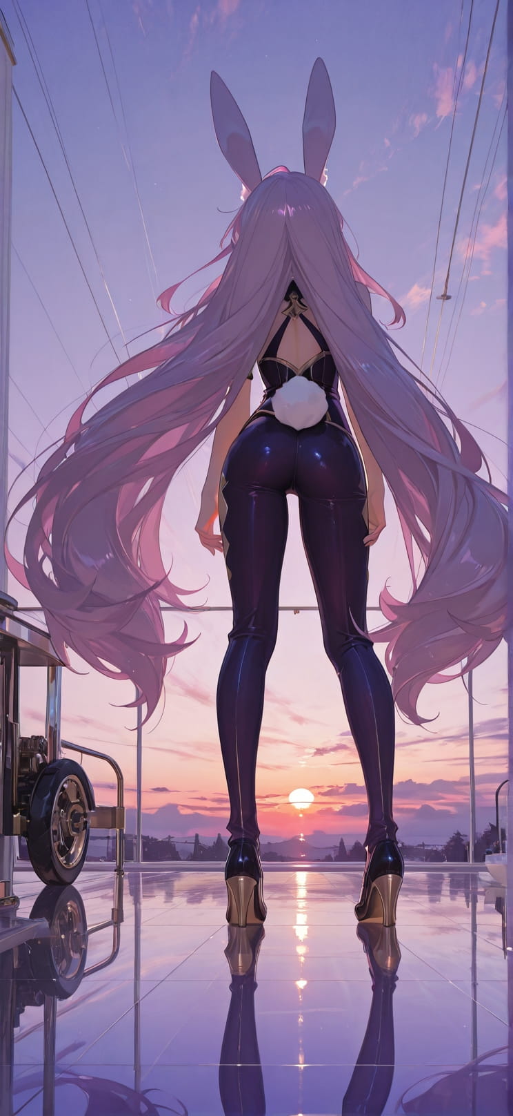 Gilded Purple Sunset Sky Summer Animal Machine mobile wallpaper / スマホ壁紙