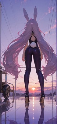 Gilded Purple Sunset Sky Summer Animal Machine mobile wallpaper / スマホ壁紙