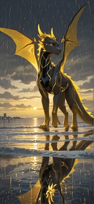 Gilded Yellow Afternoon Sea Spring Animal mobile wallpaper / スマホ壁紙