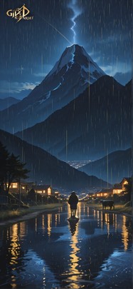 Gilded Yellow Night Mountain Summer Animal mobile wallpaper / スマホ壁紙