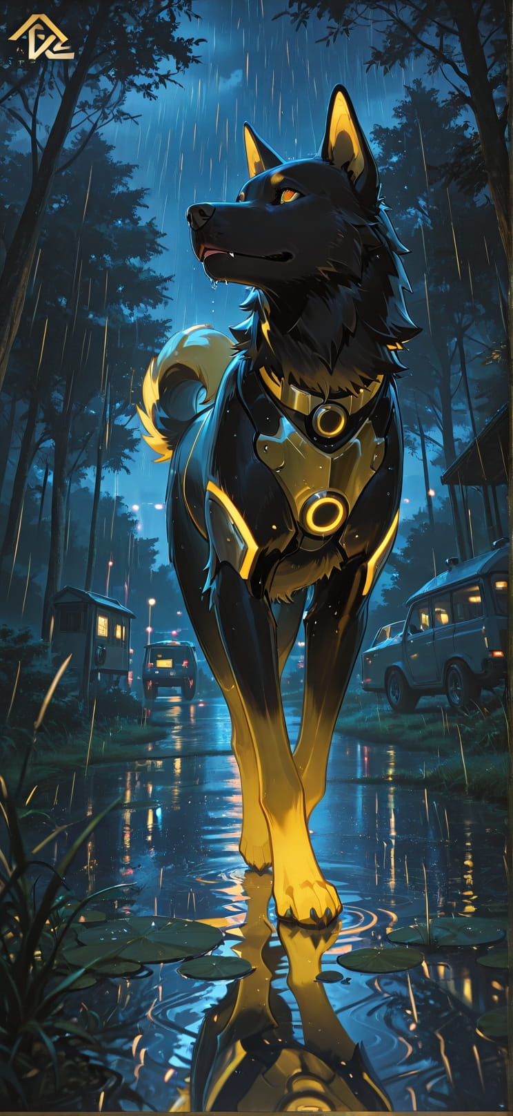 Gilded Yellow Night Nature Spring Animal Machine mobile wallpaper / スマホ壁紙