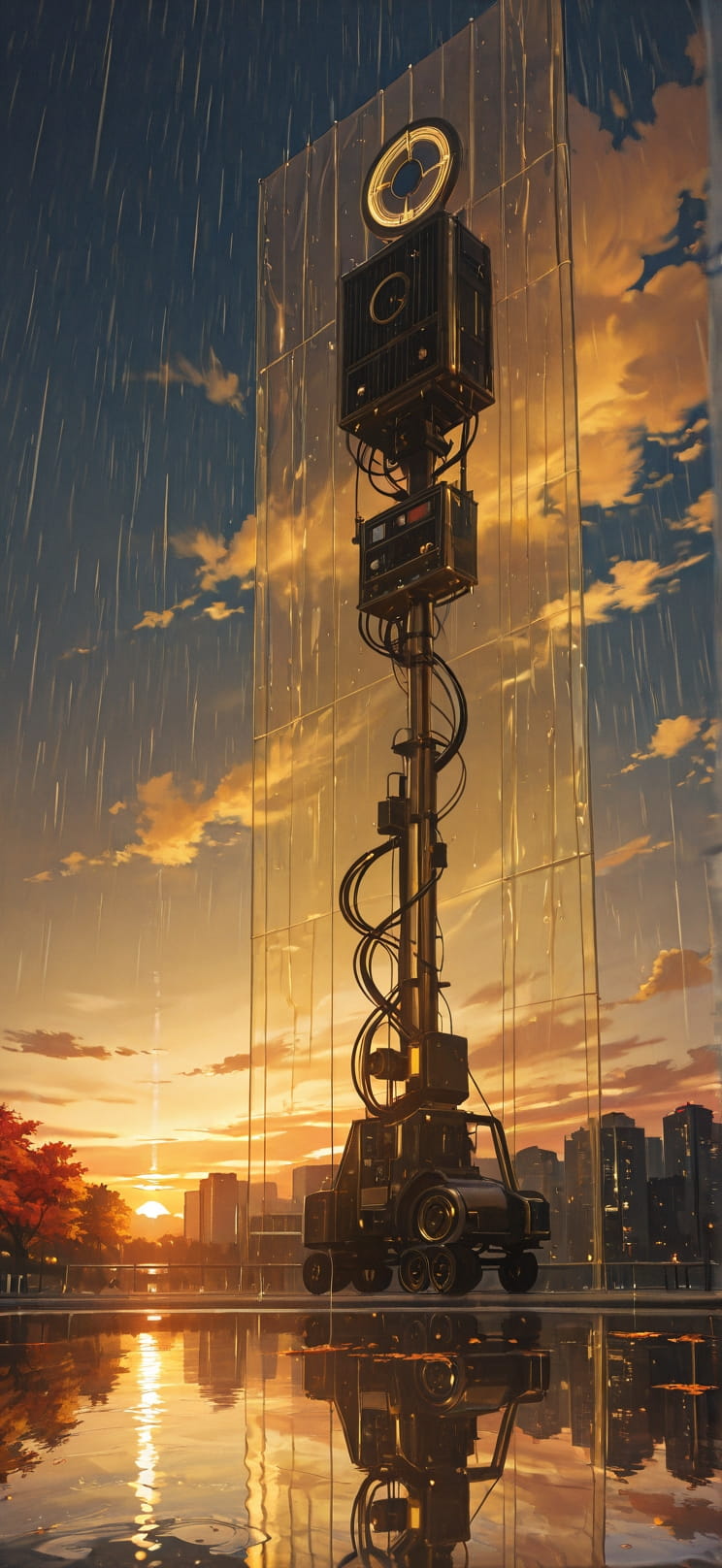 Gilded Yellow Sunset Sky Autumn Machine mobile wallpaper / スマホ壁紙