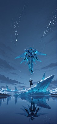 Glacier Blue Night Sky Spring Animal Machine mobile wallpaper / スマホ壁紙