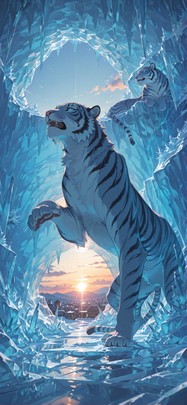 Glacier Blue Sunset City Spring Animal mobile wallpaper / スマホ壁紙