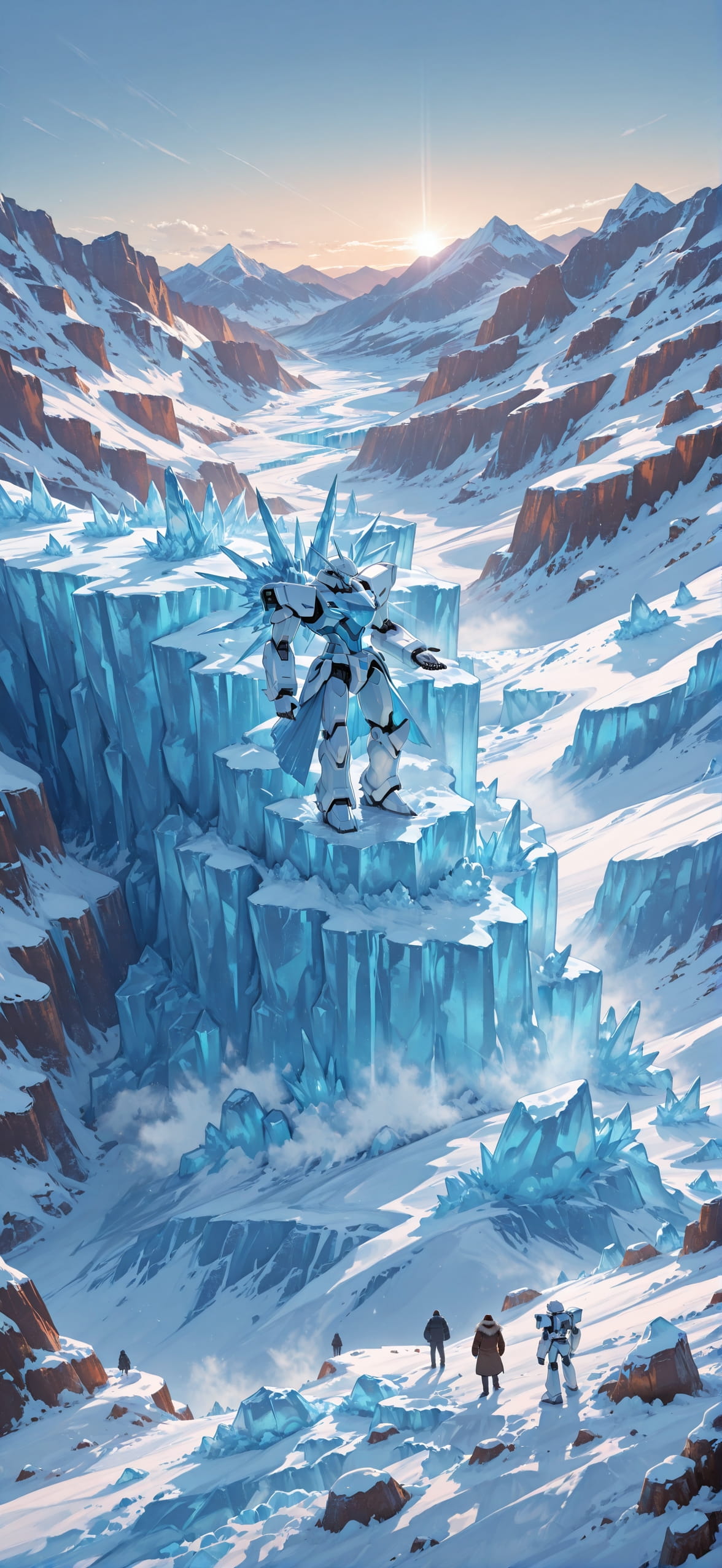 Glacier Brown Afternoon Mountain Spring Machine mobile wallpaper / スマホ壁紙