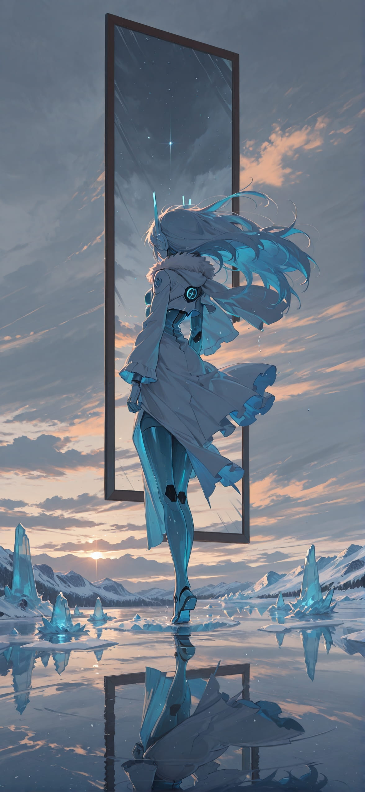 Glacier Brown Afternoon Sky Winter Machine mobile wallpaper / スマホ壁紙