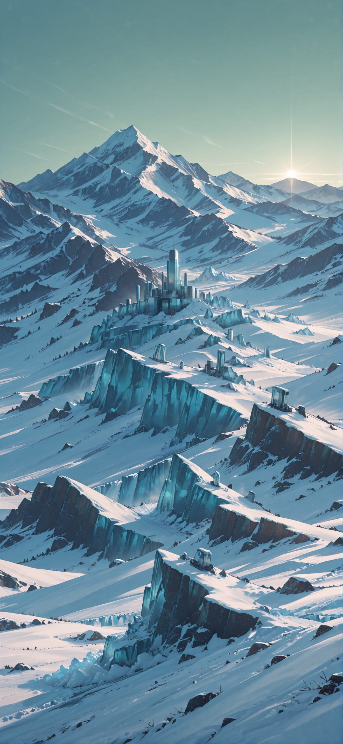 Glacier Green Afternoon Mountain Winter Machine mobile wallpaper / スマホ壁紙