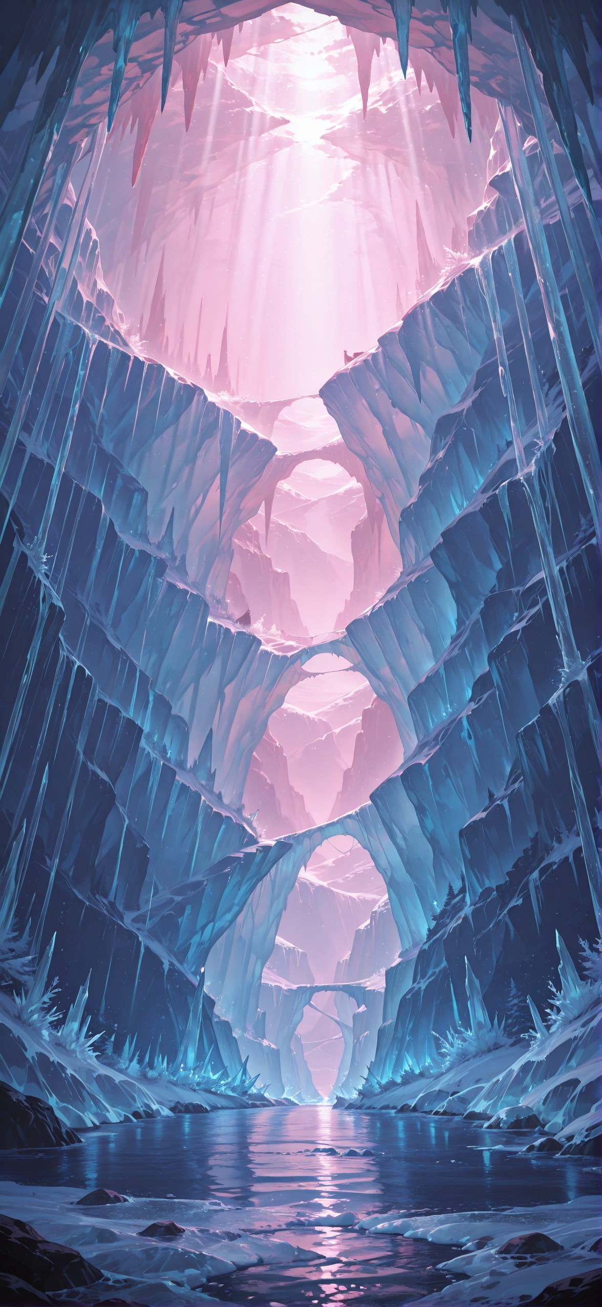 Glacier Pink Night Sea Summer mobile wallpaper / スマホ壁紙