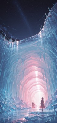 Glacier Pink Night Sky Spring mobile wallpaper / スマホ壁紙