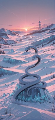Glacier Pink Sunset Nature Winter Animal Machine mobile wallpaper / スマホ壁紙